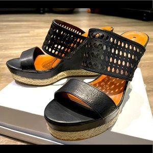 Via Spiga wedge sandal w/jute detail on heel.